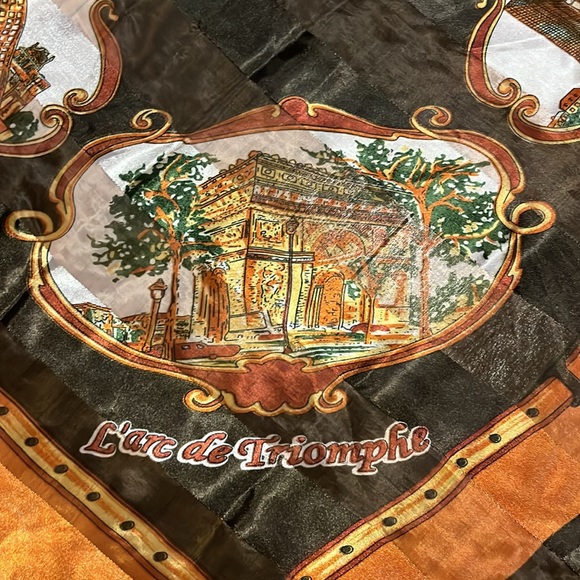 J. Mico Sancho SOUVENIR DE PARIS Vintage Scarf 36x38 - Picture 3 of 12